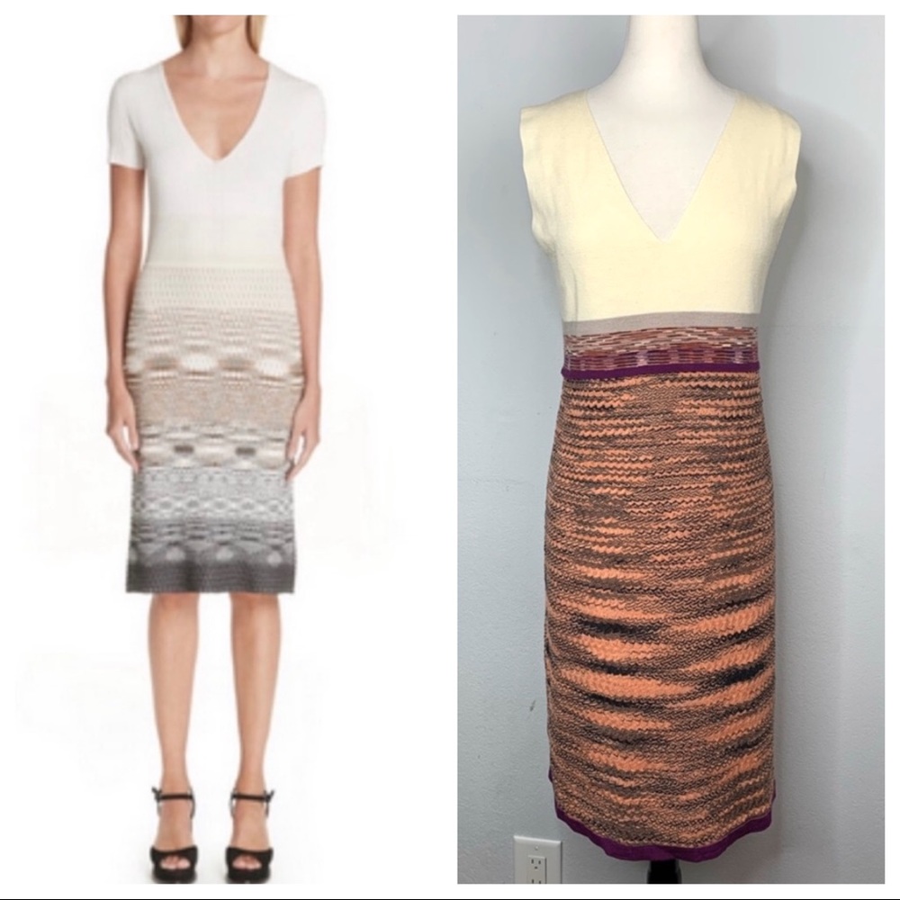 Missoni Orange Label V Neck Knit Midi Dress - Picture 1 of 8